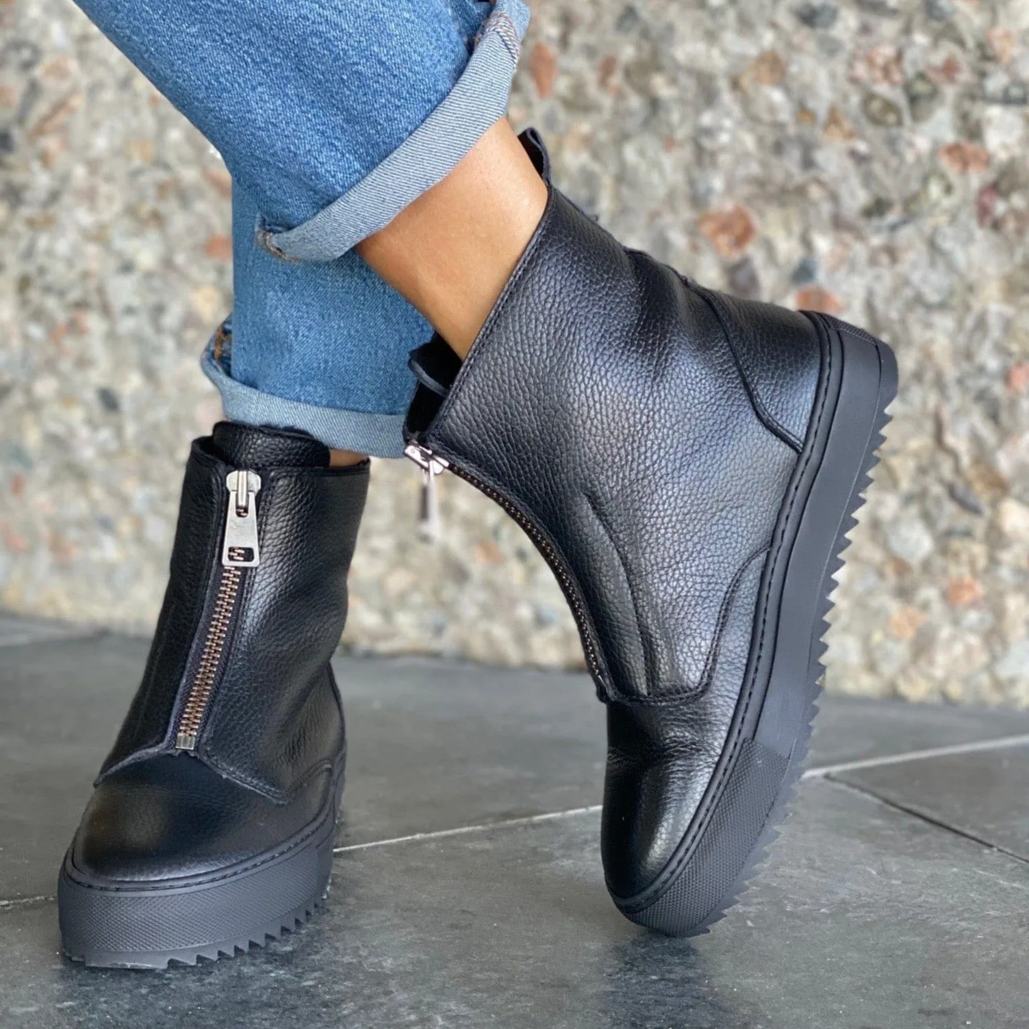 Molly sneaker med fór | Sort