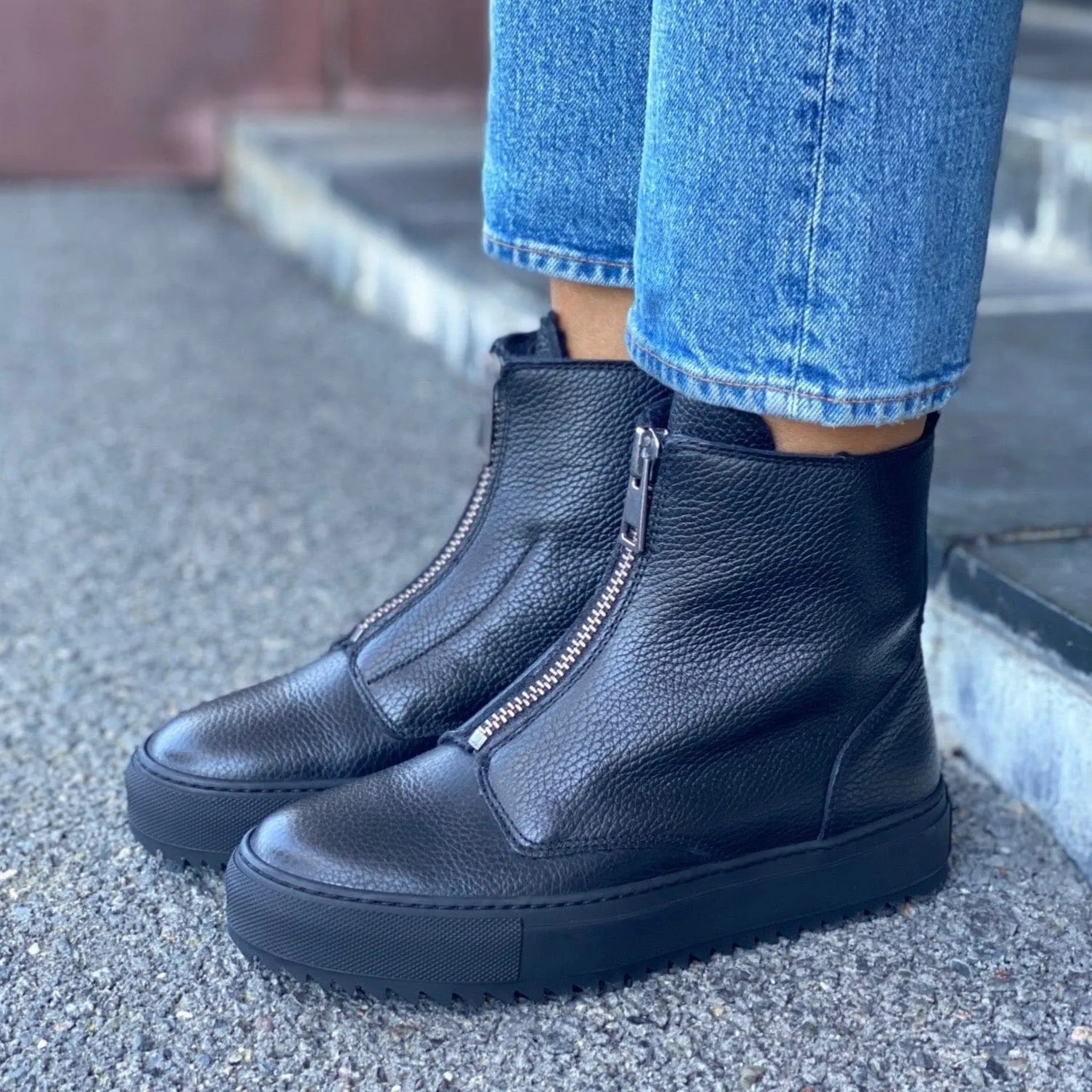 Molly sneaker med fór | Sort