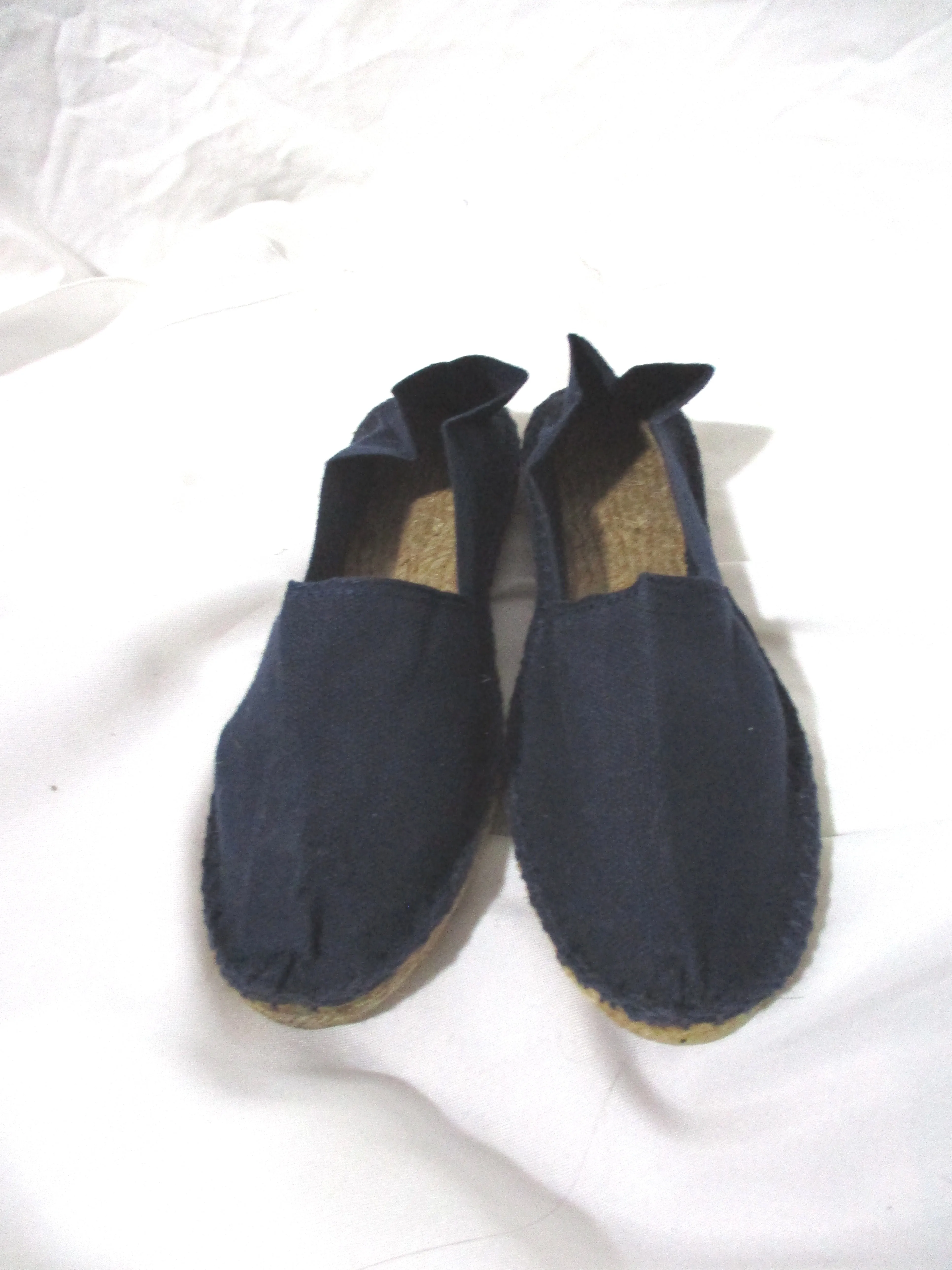 NEW FRENCH SOULE FRANCE ESPADRILLE Shoe 37 BLACK Canvas SLIPPER  LOAFER Moc
