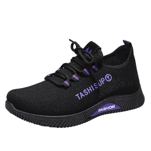 New Soft Bottom Running Women's Shoes Breathable Flat All-match Fashion Mesh Casual Light Set Foot Lace Sports Casual Shoes