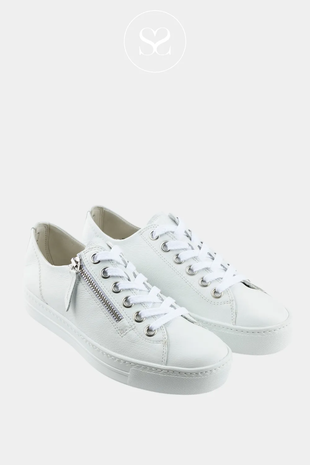 PAUL GREEN 5006 WHITE CHUNKY FLATFORM TRAINERS