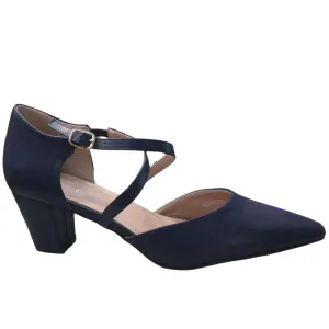 PEIJELY WOMEN'S CHUNKY HEEL PUMPS NAVY BLUE SIZE 12