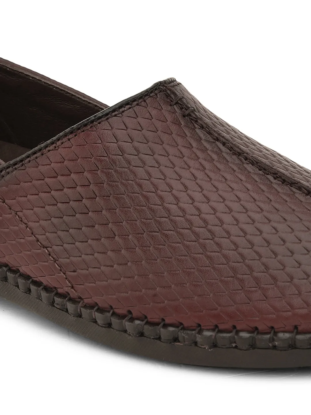 Pelle Albero Men's Brown Genuine Leather Slip-On Casual Mojari