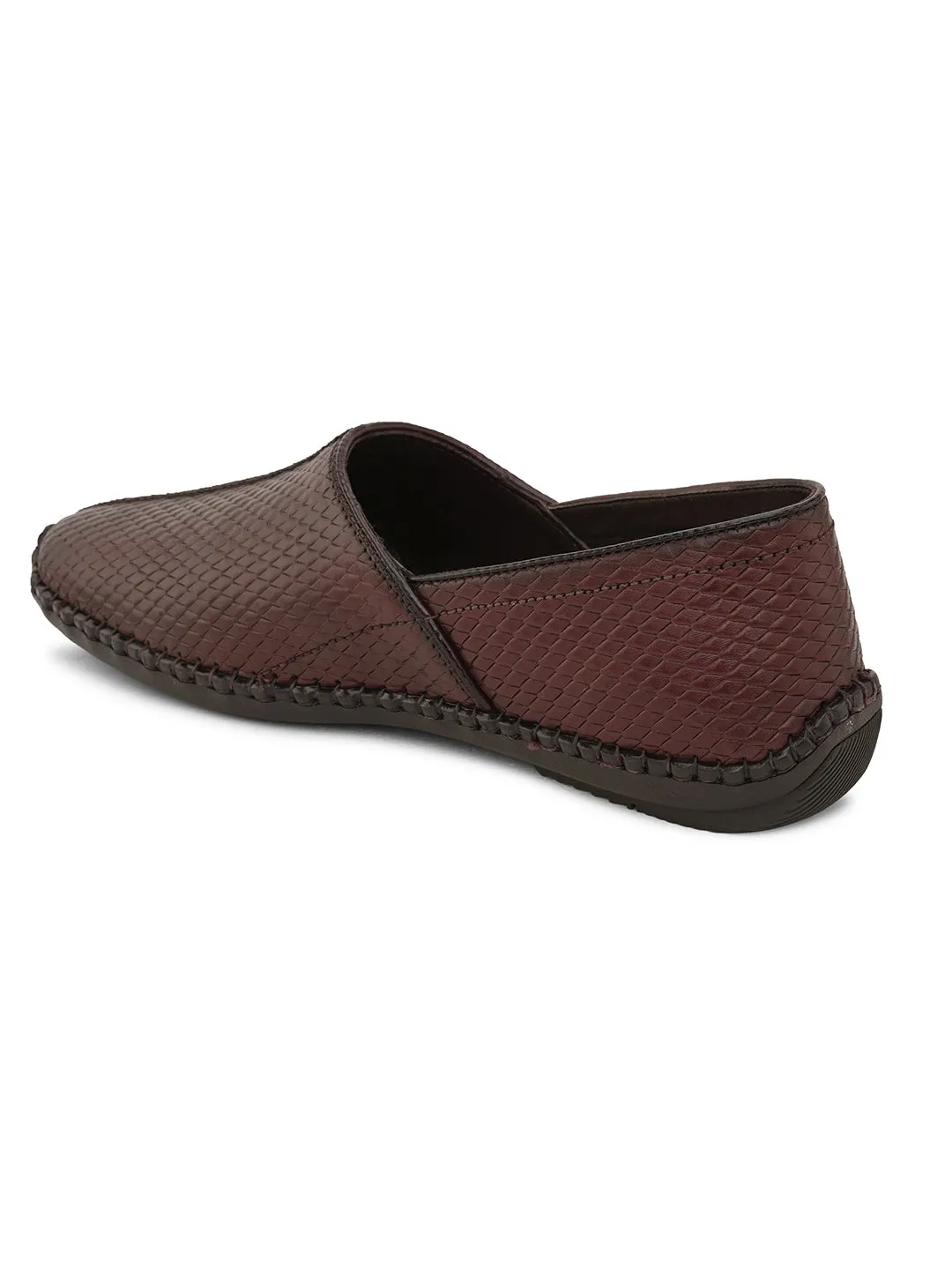 Pelle Albero Men's Brown Genuine Leather Slip-On Casual Mojari