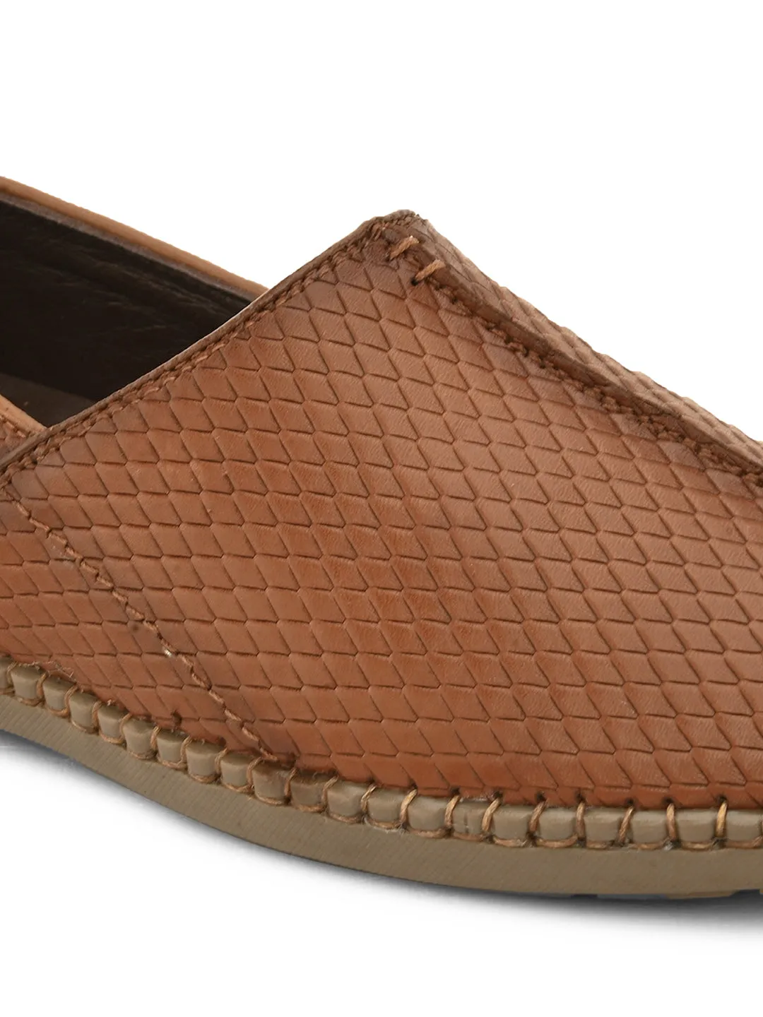 Pelle Albero Men's Tan Genuine Leather Slip-on Casual Mojari