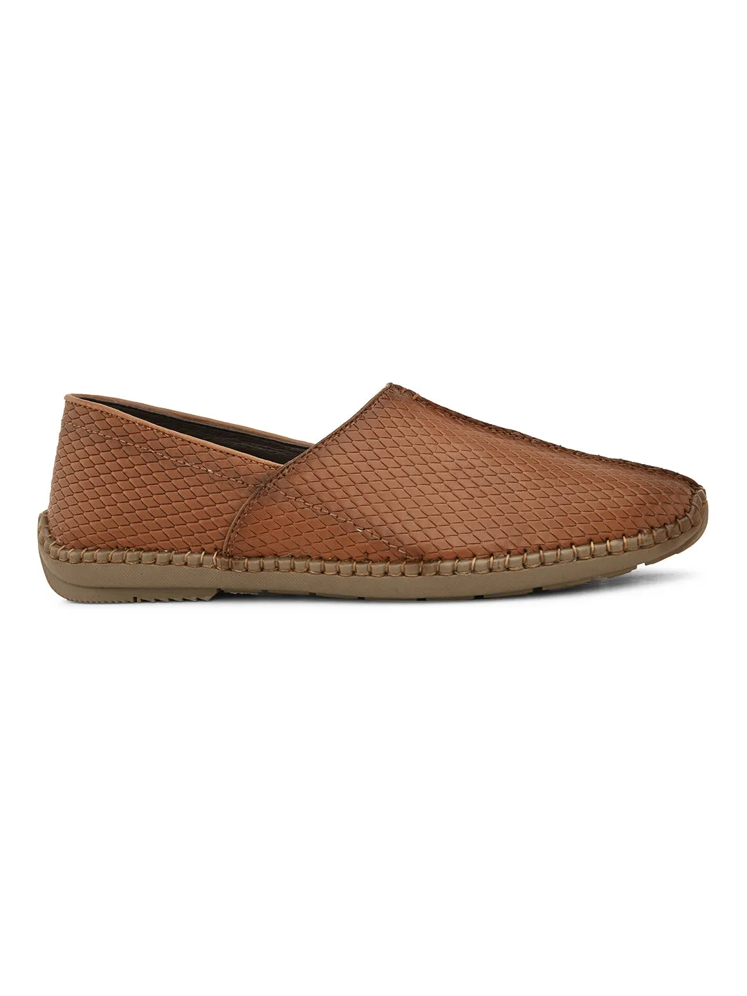 Pelle Albero Men's Tan Genuine Leather Slip-on Casual Mojari