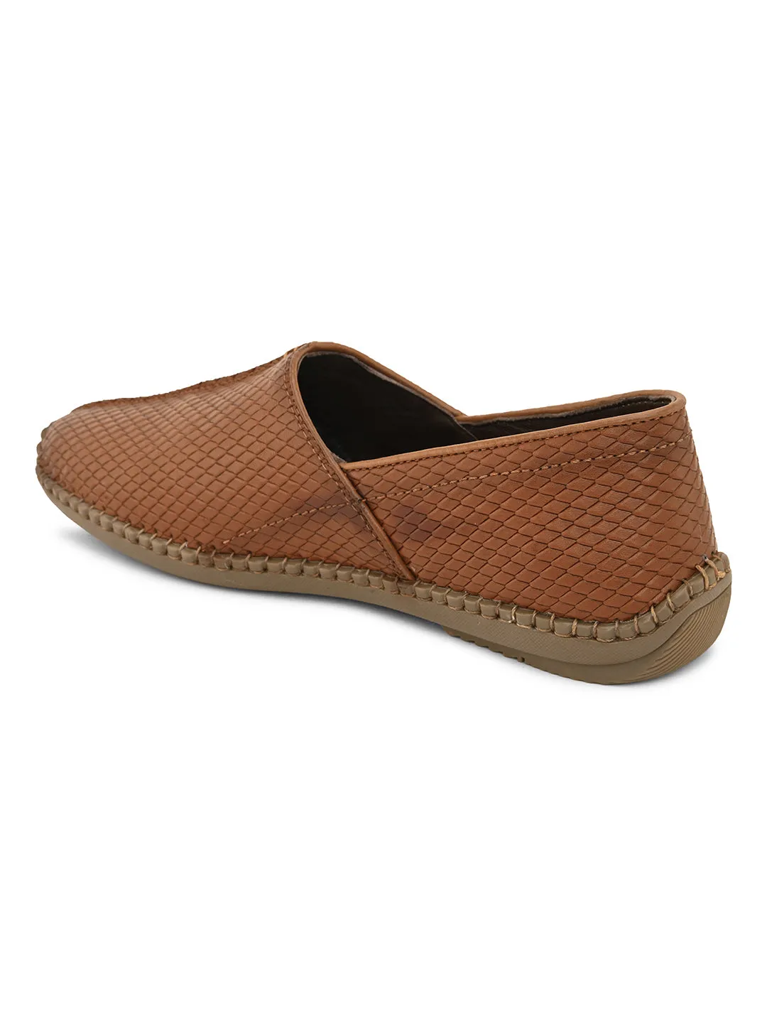 Pelle Albero Men's Tan Genuine Leather Slip-on Casual Mojari