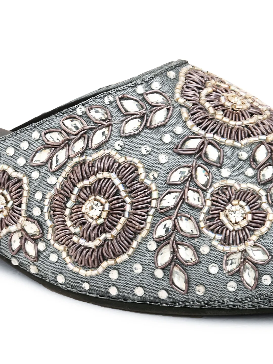Pelle Albero Women's Grey Synthetic Leather Slip On Casual Sandal