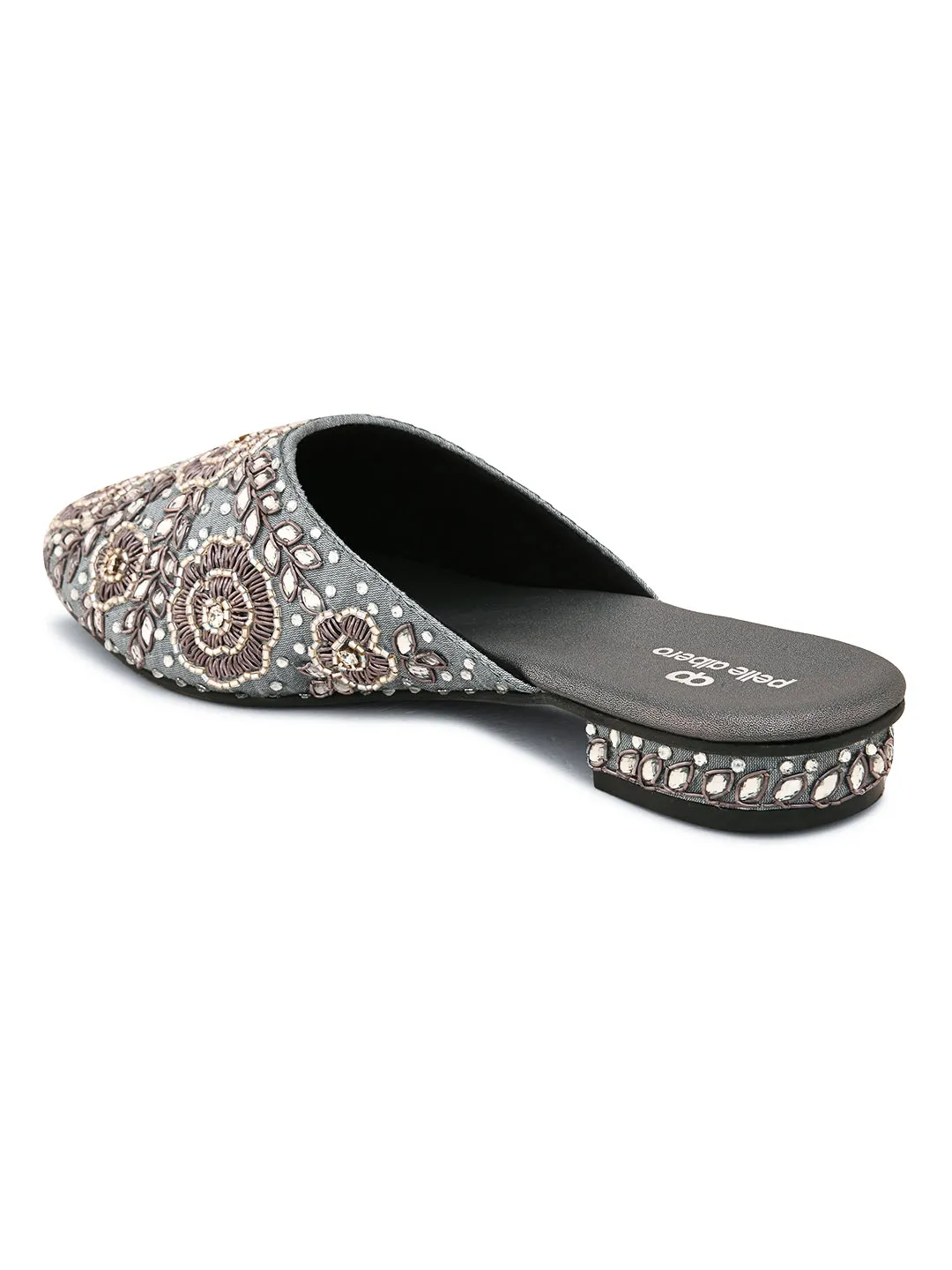 Pelle Albero Women's Grey Synthetic Leather Slip On Casual Sandal
