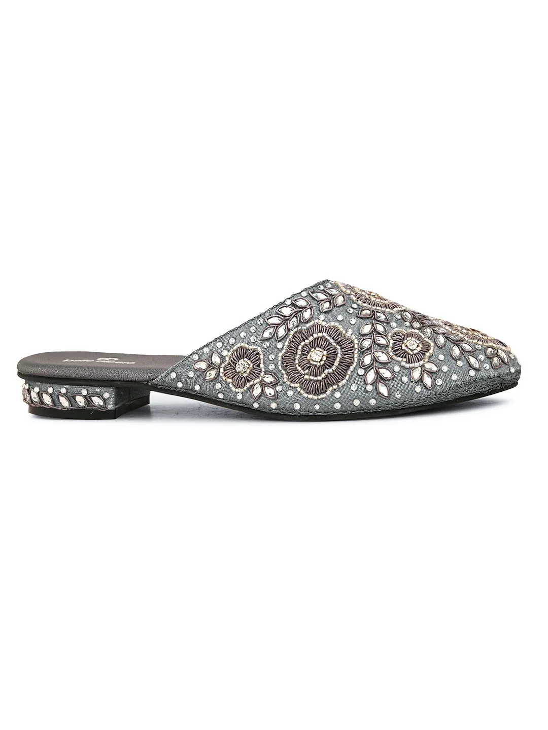 Pelle Albero Women's Grey Synthetic Leather Slip On Casual Sandal