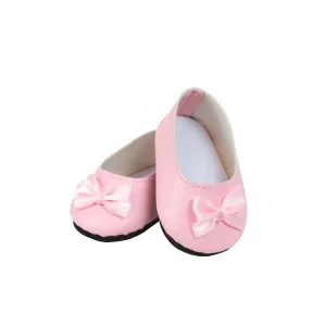 Pink Ballet Flats with Bow for 18-inch Dolls
