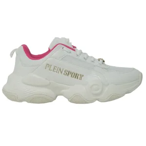 Plein Sport Gold Branded Logo White Sneakers