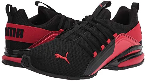 PUMA Mens Axelion Cross Trainer, PUMA Mens Black-High Risk Red, 10