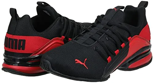 PUMA Mens Axelion Cross Trainer, PUMA Mens Black-High Risk Red, 10