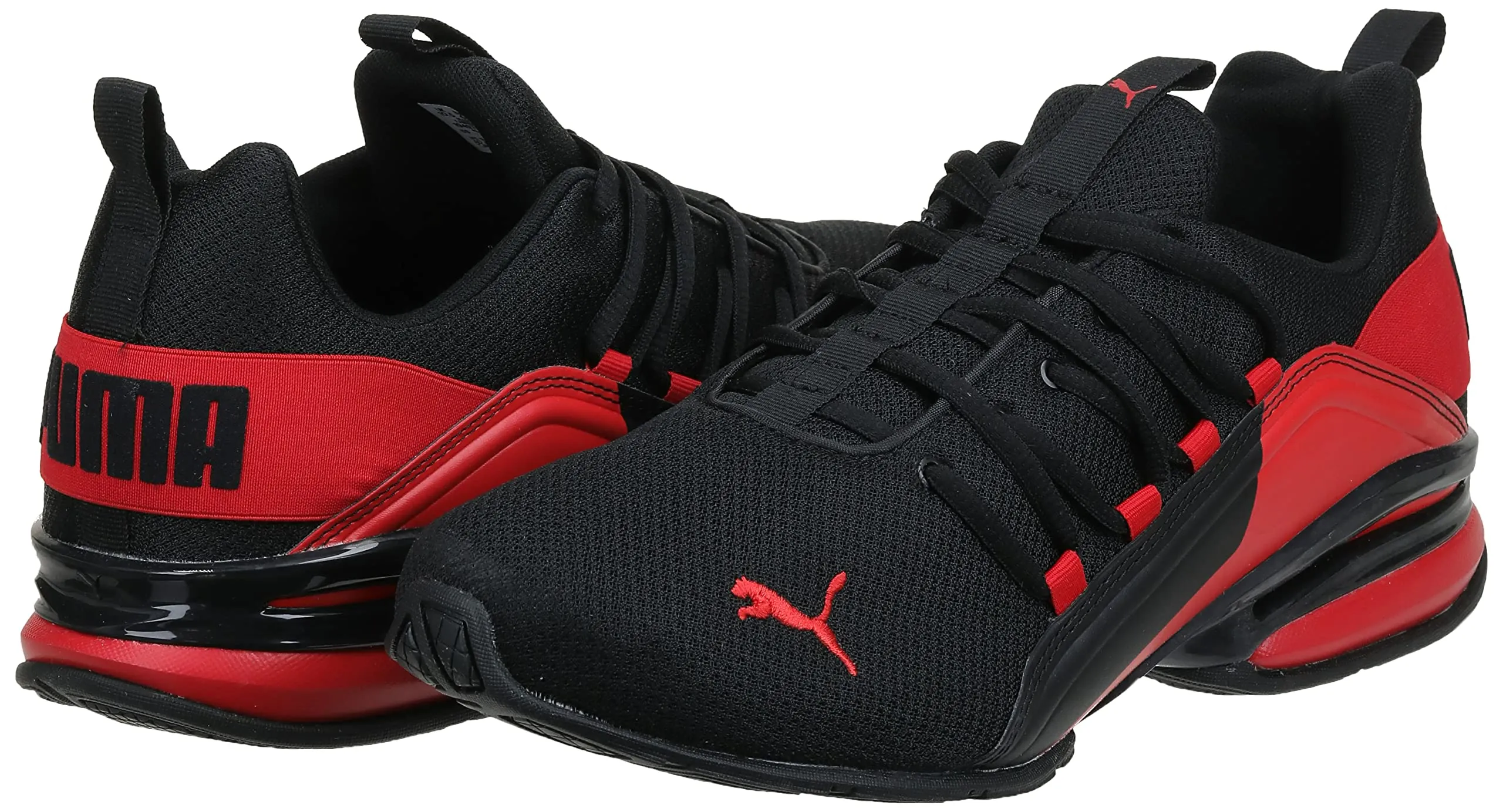 PUMA Mens Axelion Cross Trainer, PUMA Mens Black-High Risk Red, 10