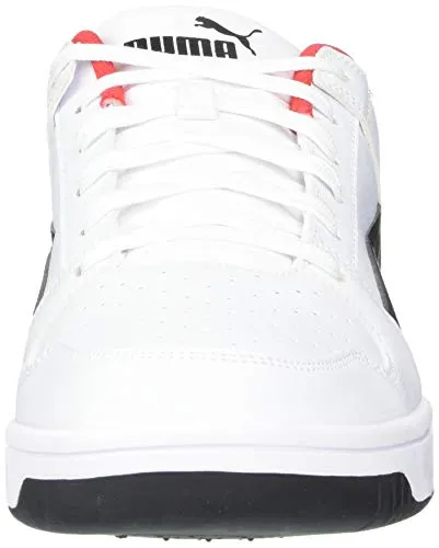PUMA unisex adult Rebound Layup Lo Sneaker, Puma White-puma Black-high Risk Red, 11 US