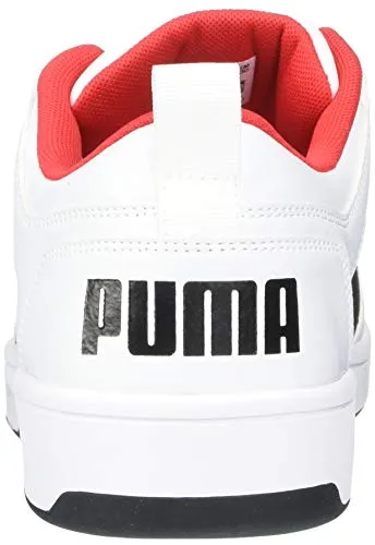 PUMA unisex adult Rebound Layup Lo Sneaker, Puma White-puma Black-high Risk Red, 11 US