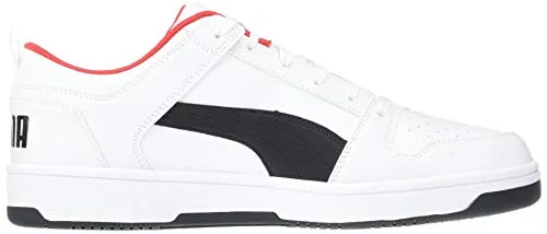 PUMA unisex adult Rebound Layup Lo Sneaker, Puma White-puma Black-high Risk Red, 11 US
