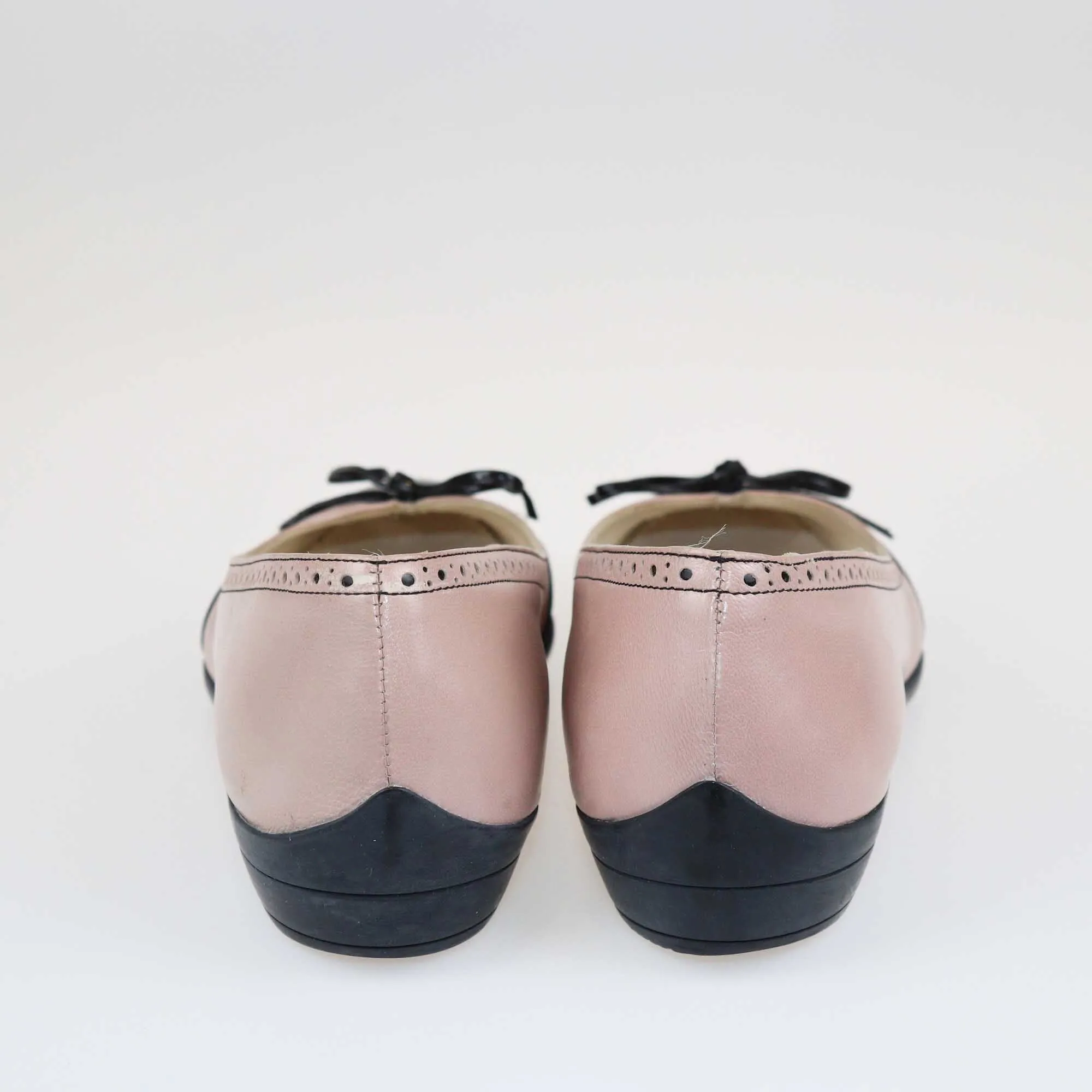 Salvatore Ferragamo Pink/Black Bow Ballet Flats
