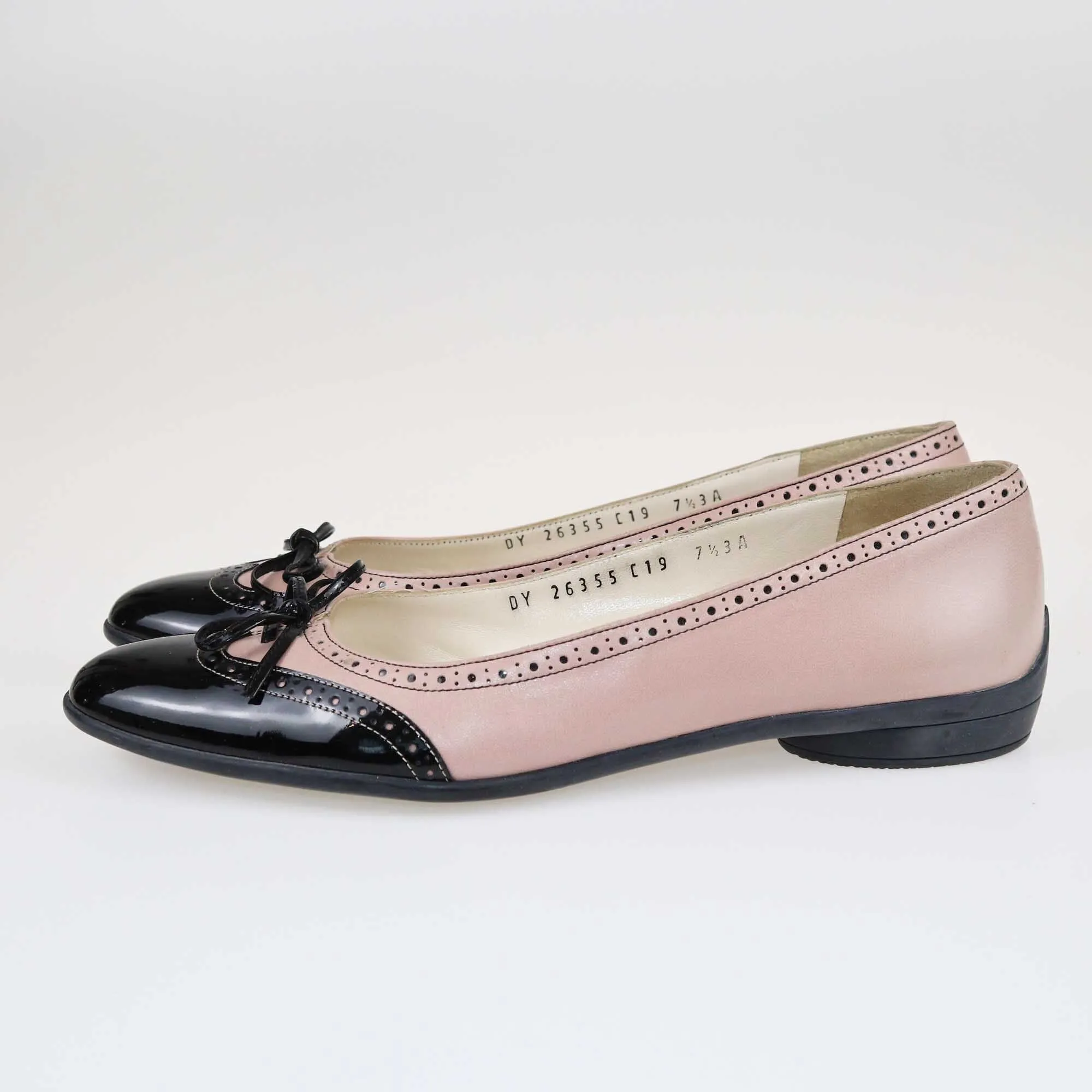Salvatore Ferragamo Pink/Black Bow Ballet Flats