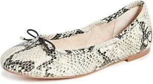 Sam Edelman Felicia Slip-On Rounded Toe Flexible Ballet Flat Black Nude Snake