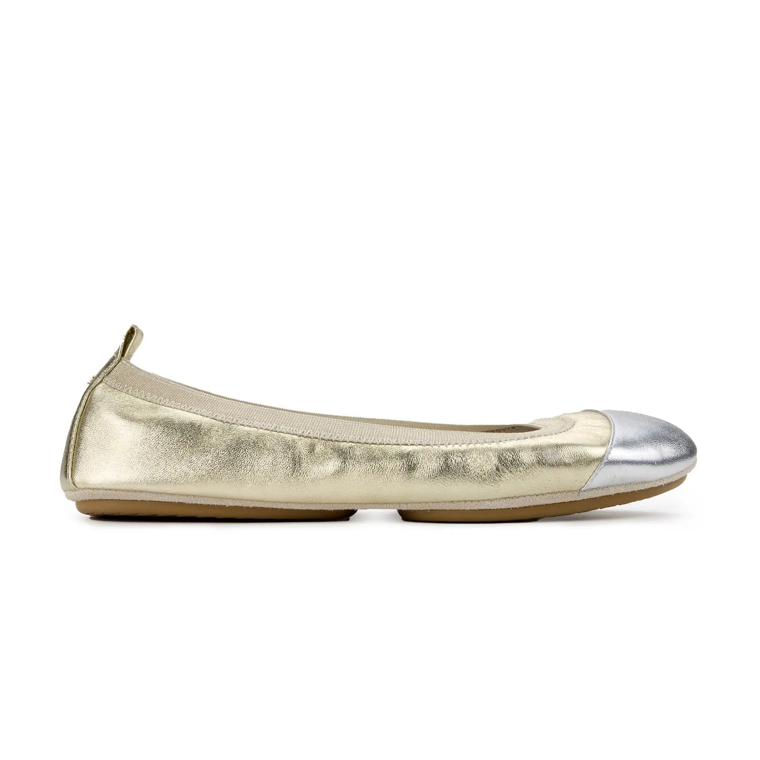 Samantha Foldable Ballet Flat in Gold & Silver