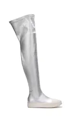 Silver Womens Thigh High Over Knee Sneaker Boots