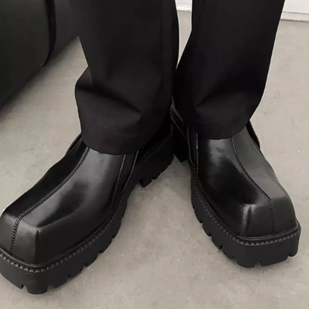 Simple normalized design knotted leather sneaker boots  HL3047