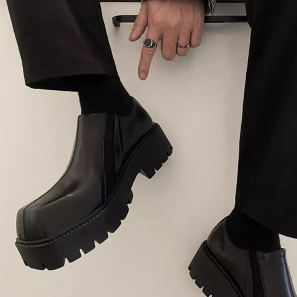 Simple normalized design knotted leather sneaker boots  HL3047