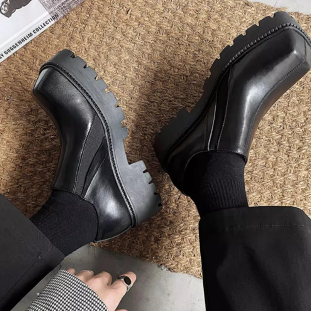 Simple normalized design knotted leather sneaker boots  HL3047