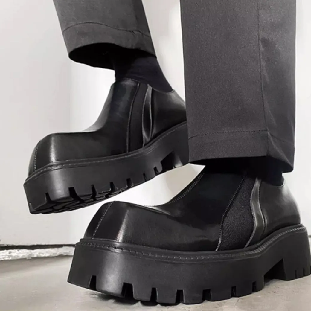 Simple normalized design knotted leather sneaker boots  HL3047