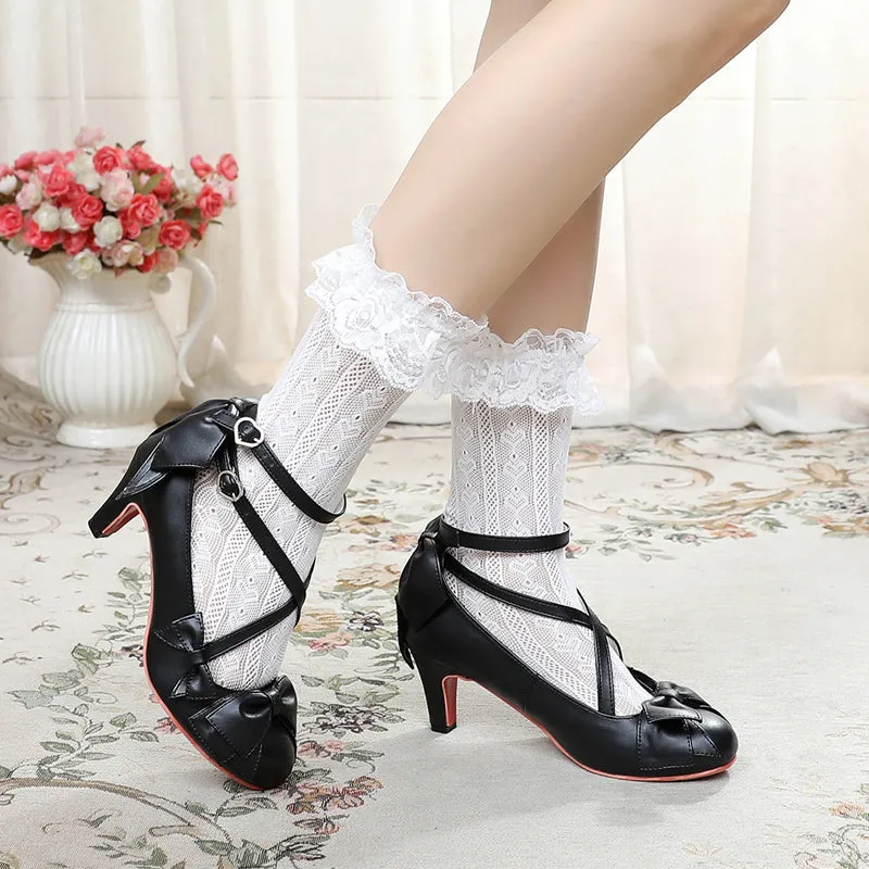 Sosic~Wind Tide Rumors~Cross-Strap Sweet Lolita Handmade Shoes