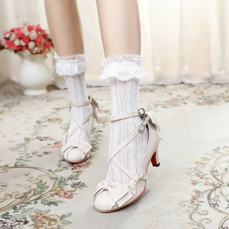 Sosic~Wind Tide Rumors~Cross-Strap Sweet Lolita Handmade Shoes