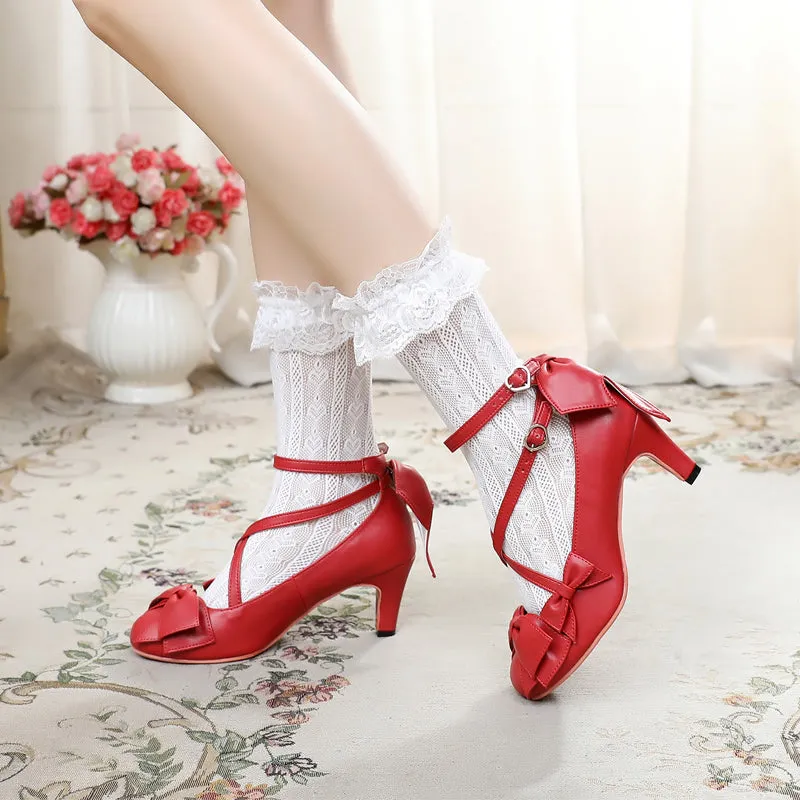 Sosic~Wind Tide Rumors~Cross-Strap Sweet Lolita Handmade Shoes