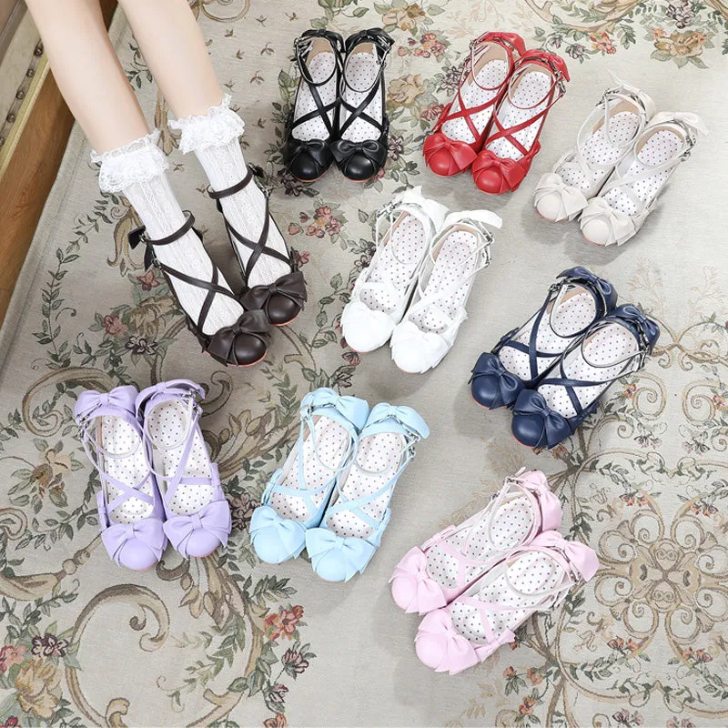 Sosic~Wind Tide Rumors~Cross-Strap Sweet Lolita Handmade Shoes