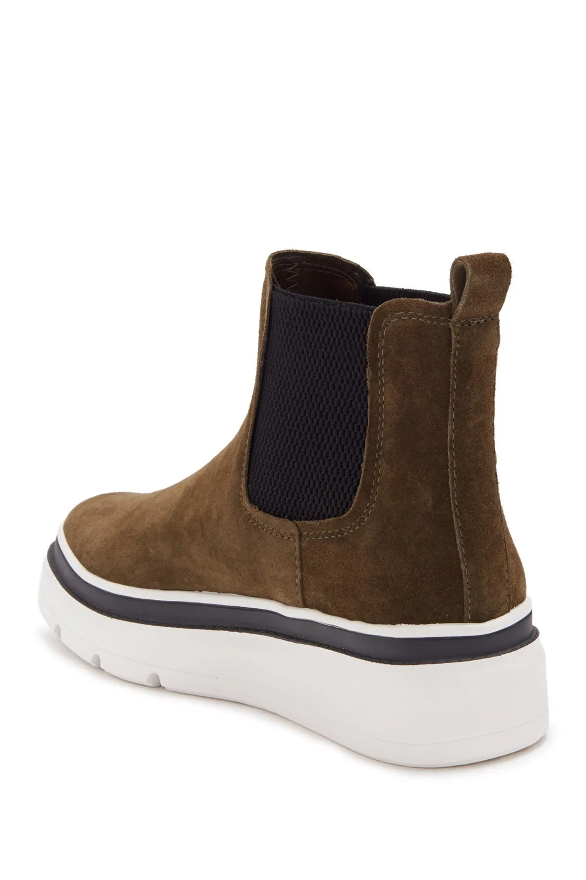 STEVEN NEW YORK Steve Madden Avery Olive Suede Platfrom Wedge Chelsea Boots