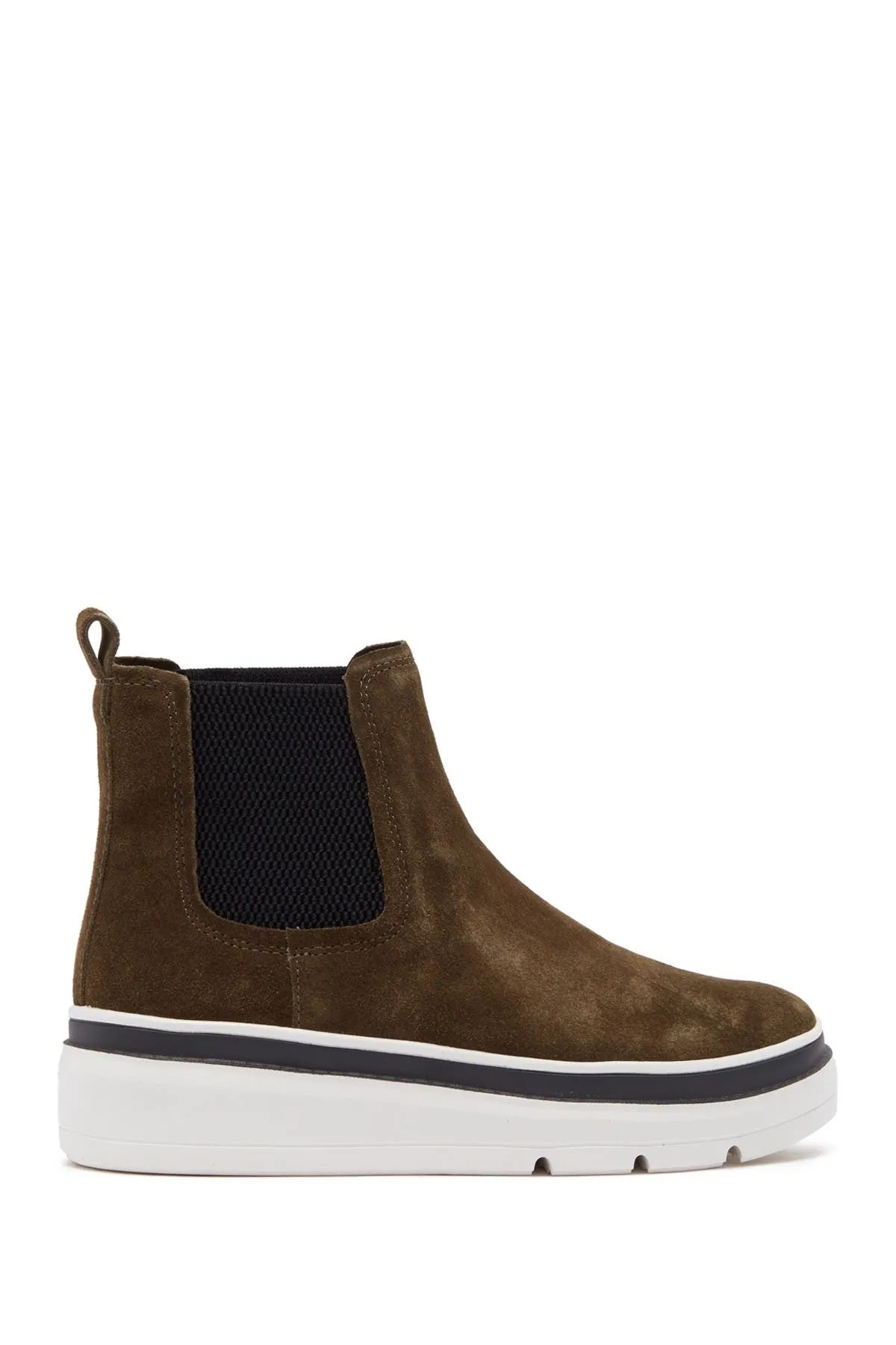 STEVEN NEW YORK Steve Madden Avery Olive Suede Platfrom Wedge Chelsea Boots