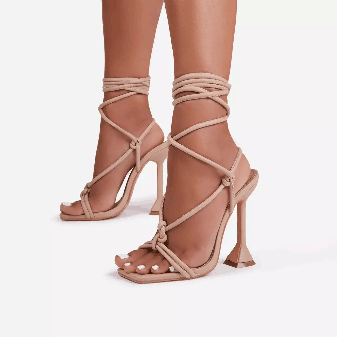 Stiletto Wineglass Cross Strap Square Head Sandals