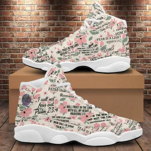 Teesdily | God Is My Strength Basketball Shoes, The Lord Is My Light Basketball Shoes, Jesus Christian Floral Shoes Unisex