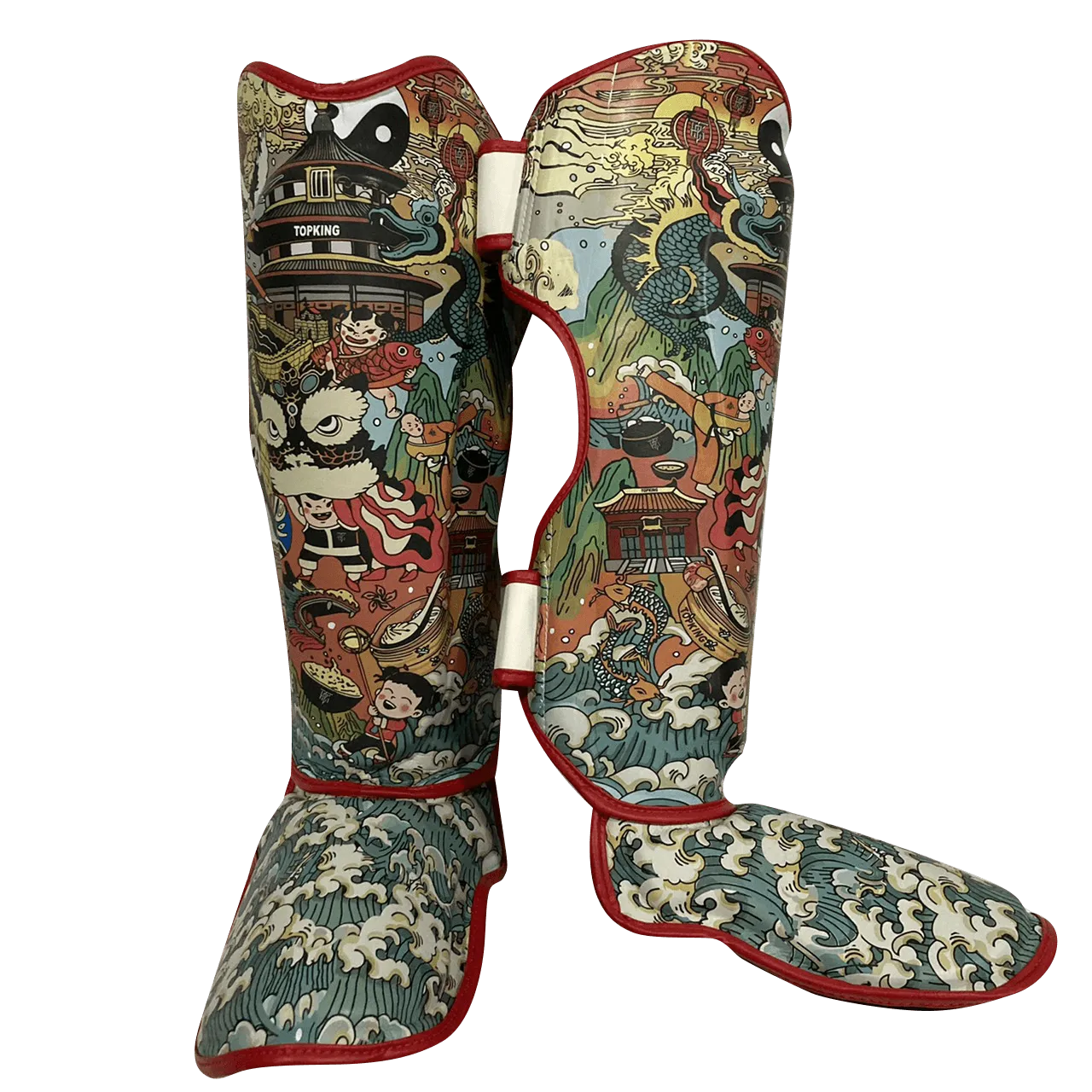 Top King Shin Guards "Pro" TKSGCT THAI CULTURE CN red