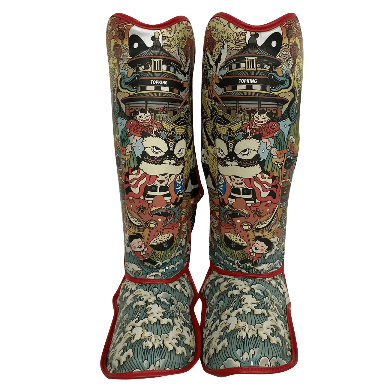 Top King Shin Guards "Pro" TKSGCT THAI CULTURE CN red