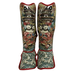 Top King Shin Guards "Pro" TKSGCT THAI CULTURE CN red