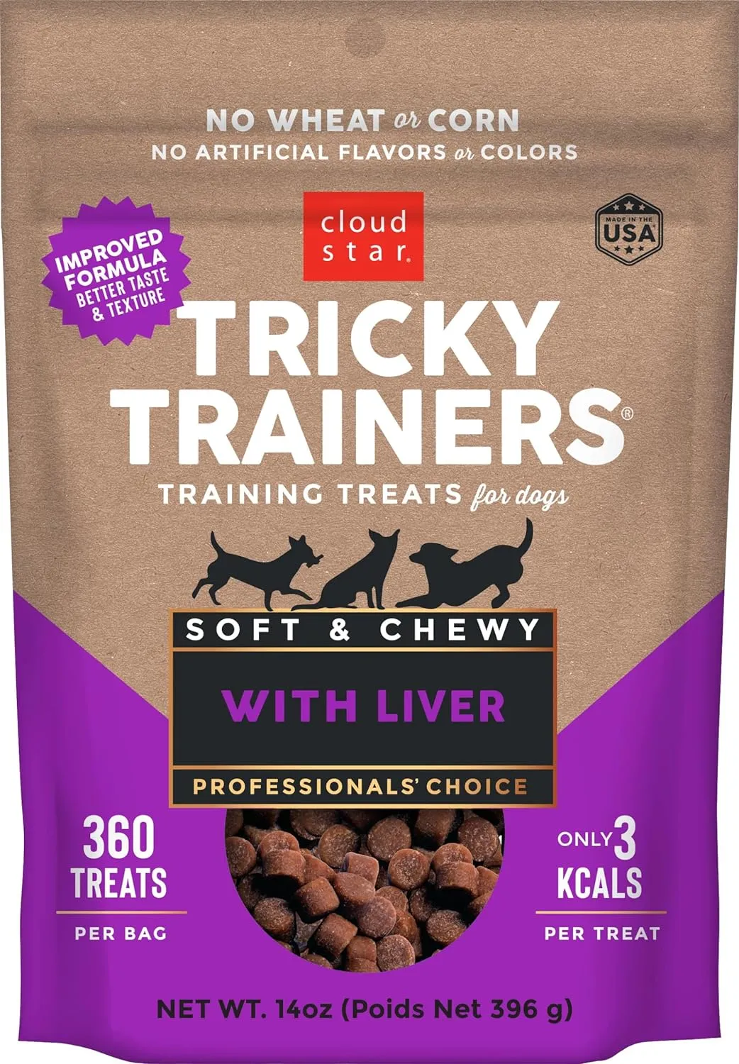 Tricky Trainers Soft & Chewy Dog Treats with Liver - 5oz & 14oz