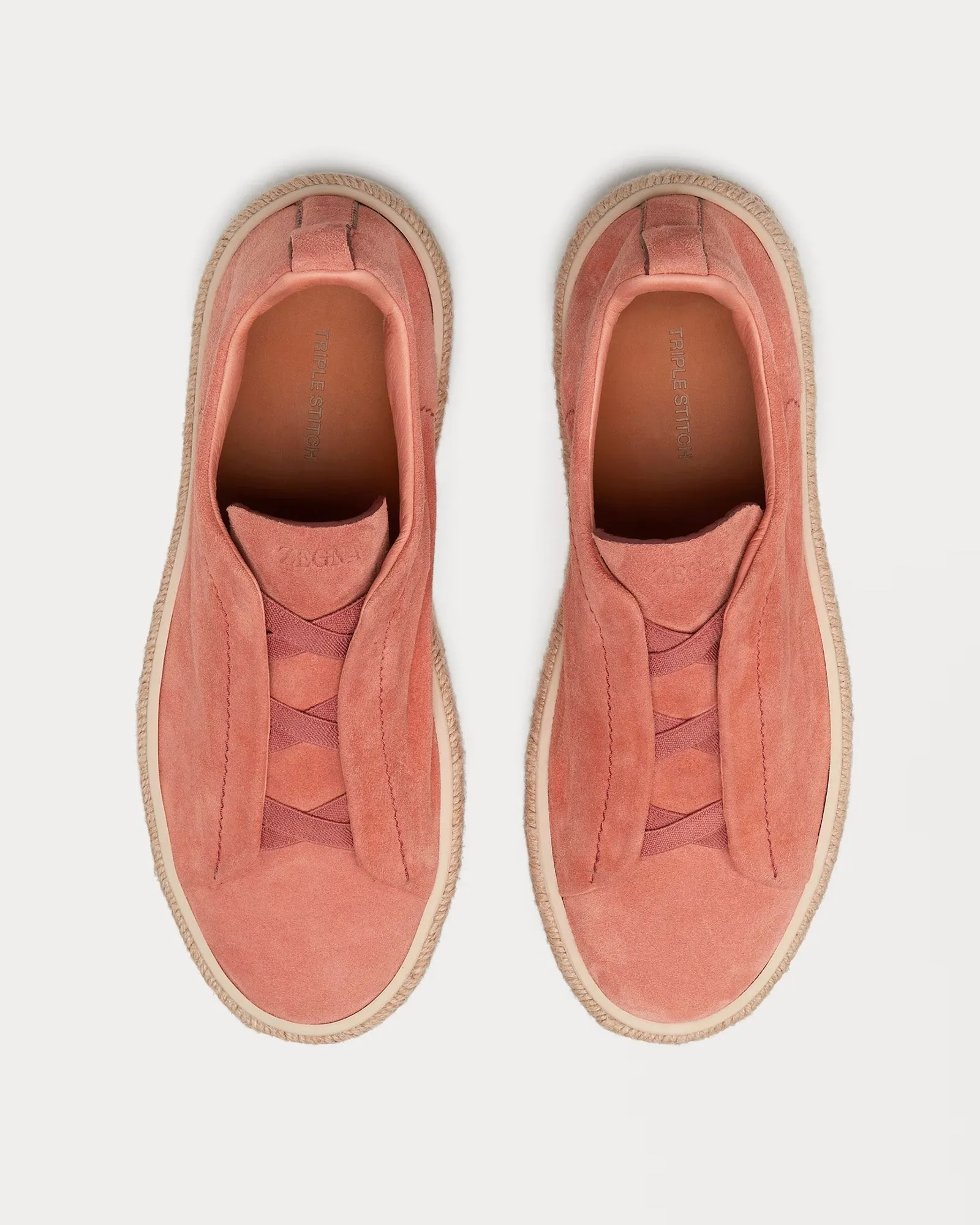 Triple Stitch Espadrilles Deerskin Dust Pink Slip On Sneakers