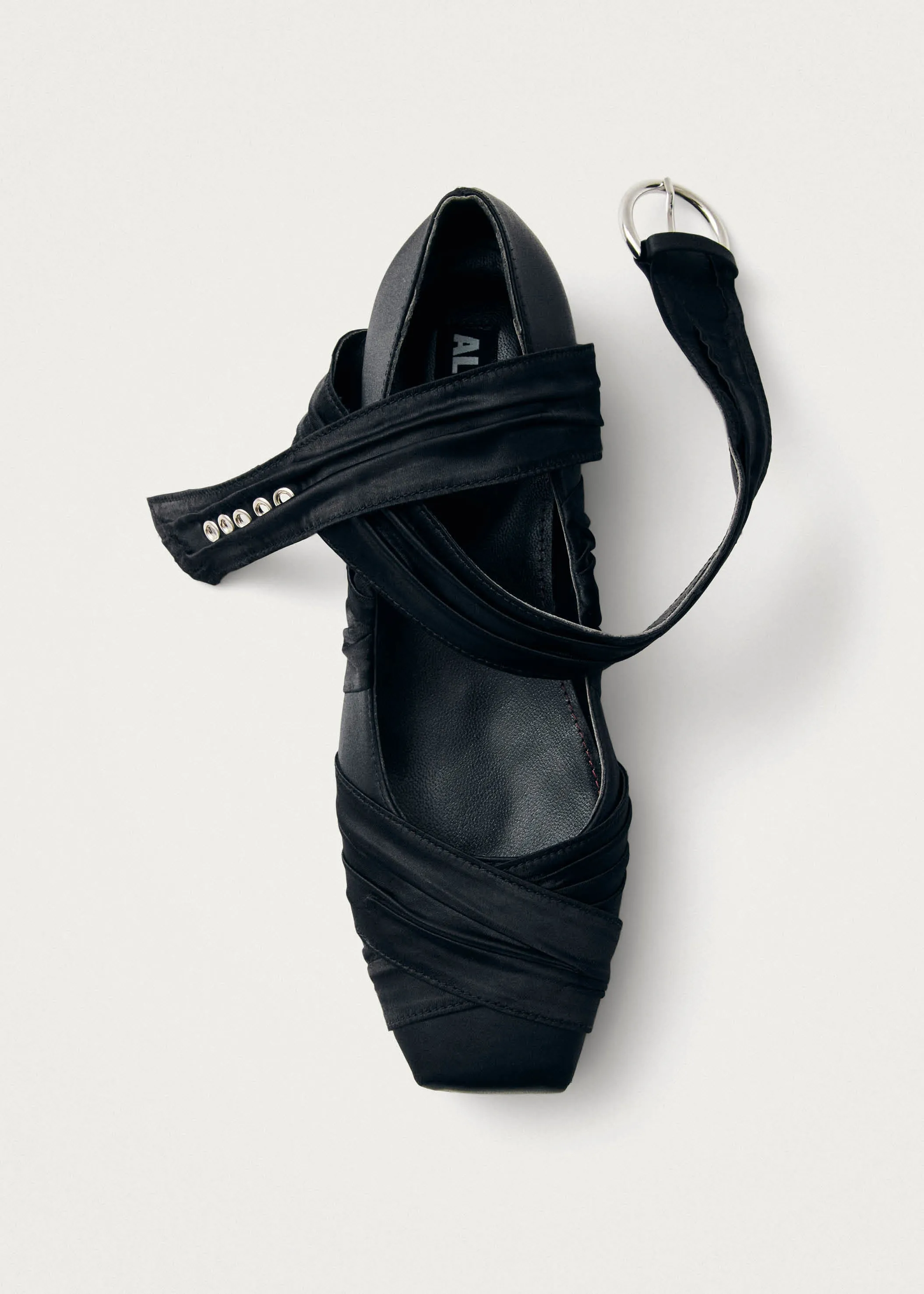 Volant Silky Black Ballet Flats