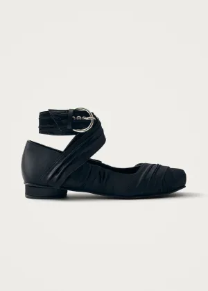 Volant Silky Black Ballet Flats