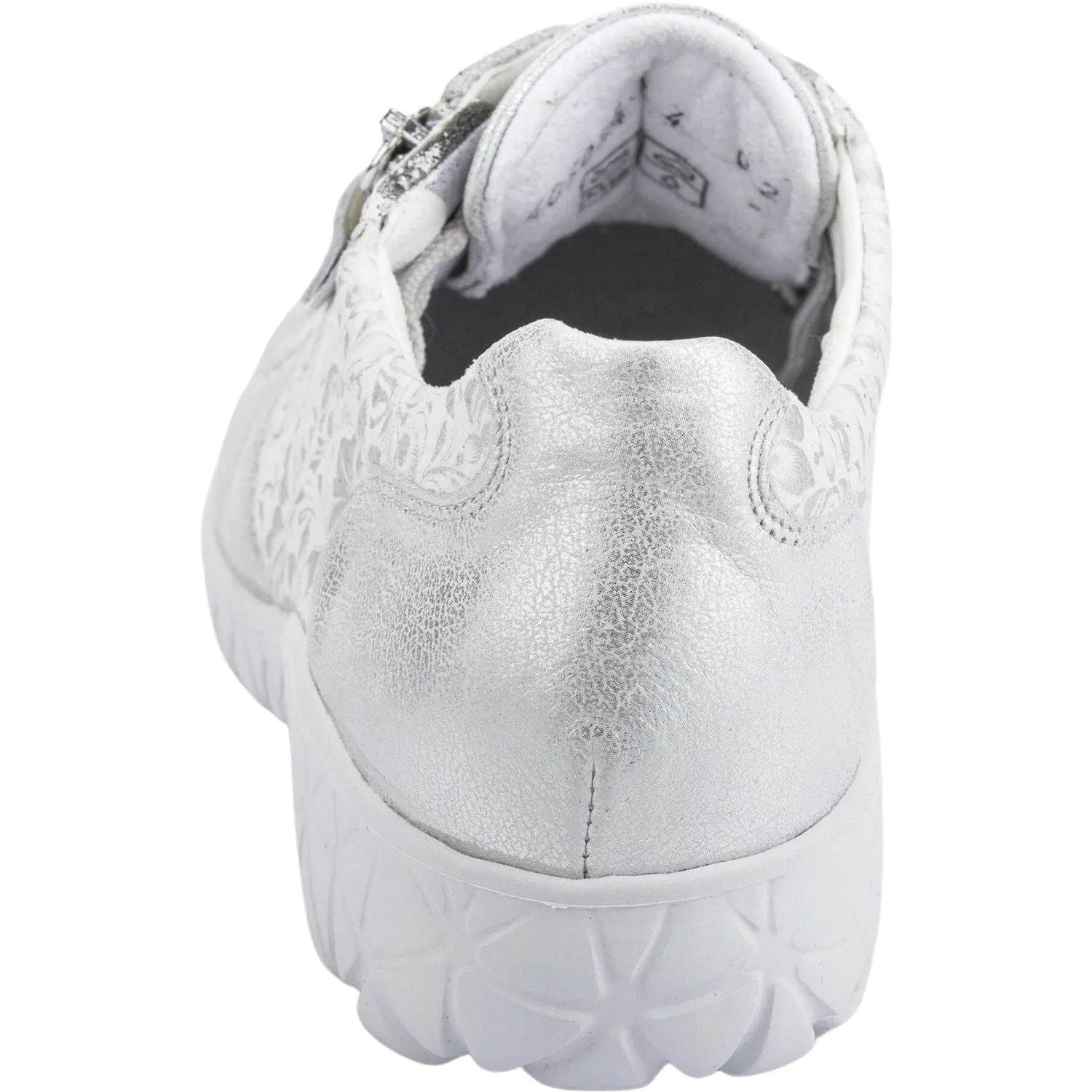 Waldlaufer H89001 213 989 Havy Soft Ladies Silver White Leather Arch Support Slip On Shoes