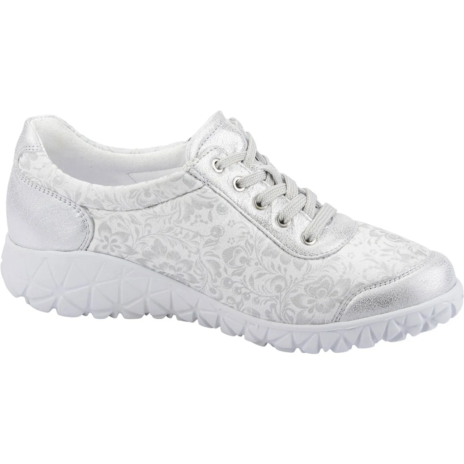 Waldlaufer H89001 213 989 Havy Soft Ladies Silver White Leather Arch Support Slip On Shoes