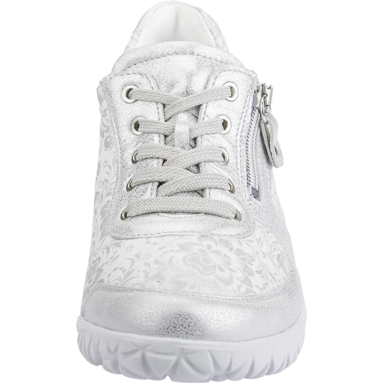 Waldlaufer H89001 213 989 Havy Soft Ladies Silver White Leather Arch Support Slip On Shoes