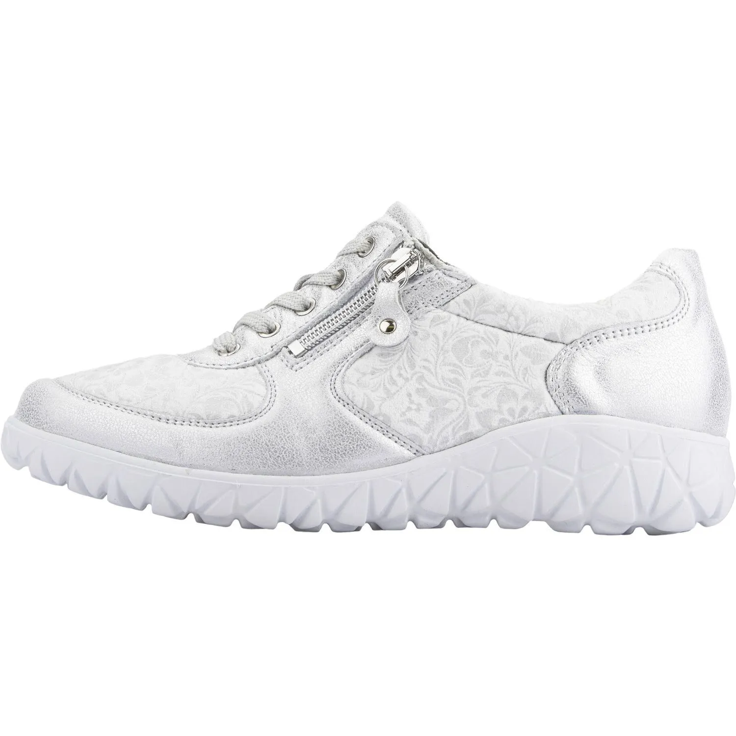 Waldlaufer H89001 213 989 Havy Soft Ladies Silver White Leather Arch Support Slip On Shoes